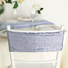 Dusty Blue Spandex Sequin Chair Sashes 6 Inch By 15 Inch 5 Pack