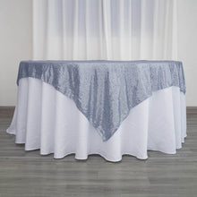 72 Inch By 72 Inch Dusty Blue Sequin Square Tablecloth Overlay Seamless