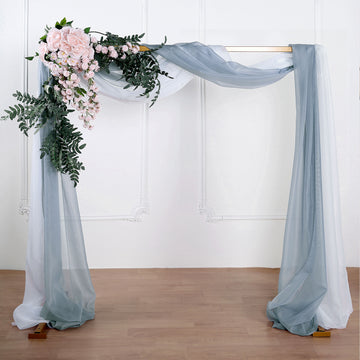 18ft Dusty Blue Sheer Organza Wedding Arch Drapery Fabric, Window Scarf Valance