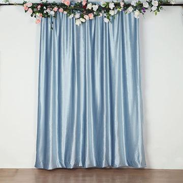 8ft Dusty Blue Smooth Velvet Backdrop Curtain Panel, Privacy Drape with Rod Pocket