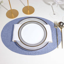 6 Pack Dusty Blue Sparkle Placemats Non Slip Oval Table Mat