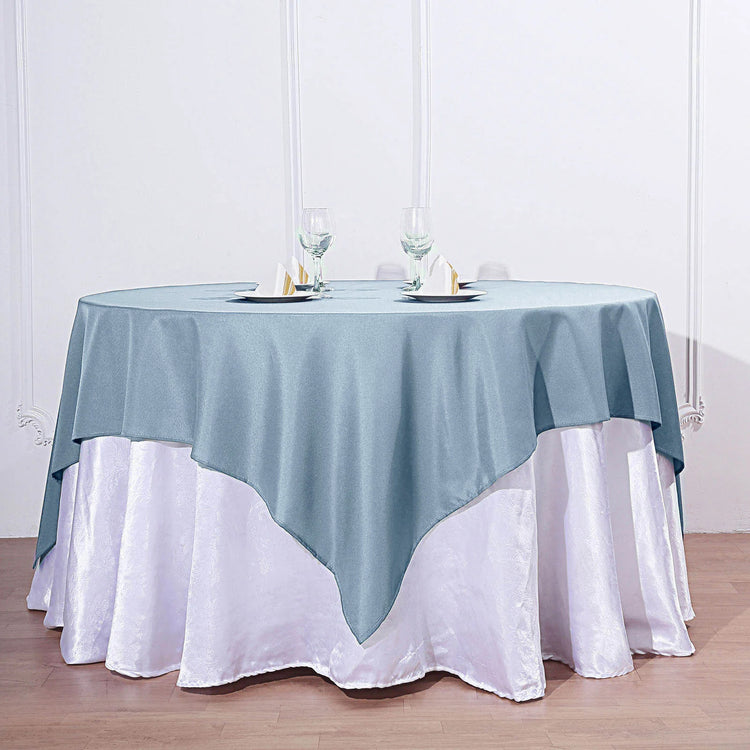 Square Table Overlay In Dusty Blue 70 Inch Polyester