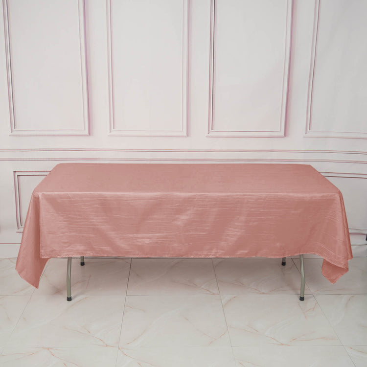 60 Inch x 102 Inch Dusty Rose Crinkle Taffeta Tablecloth