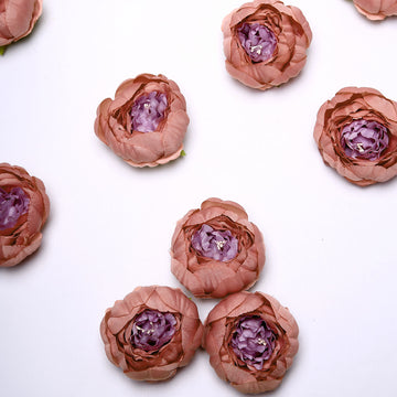 10 Pack Dusty Rose Artificial Silk DIY Craft Peony Flower Heads 3"