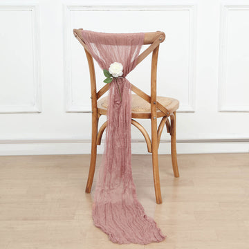 Dusty Rose Gauze Cheesecloth Boho Chair Sashes