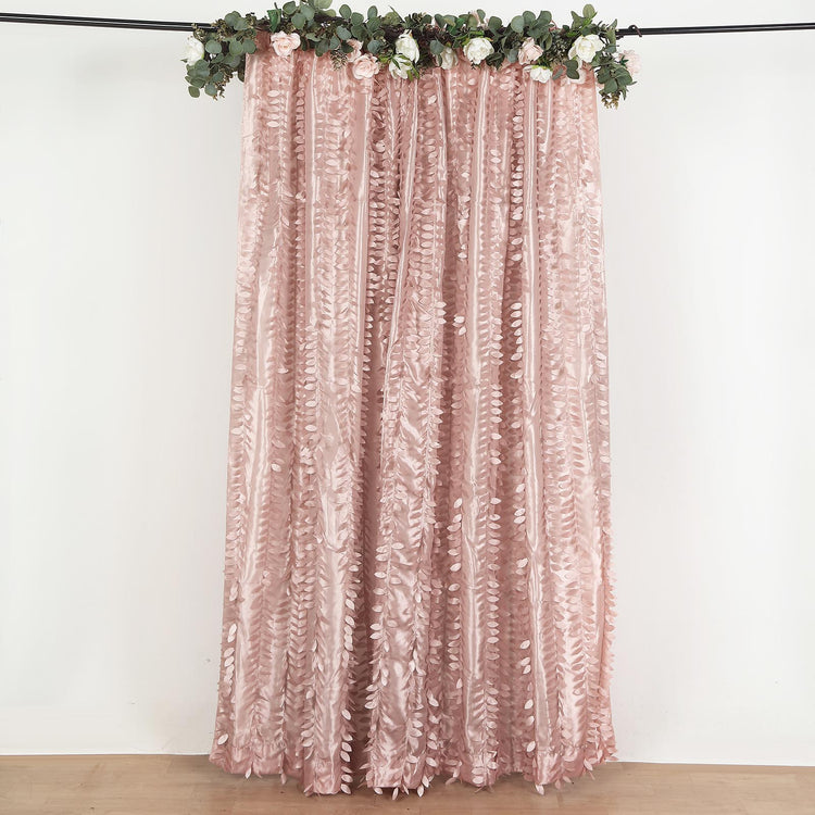 8 Feet X 8 Feet - Dusty Rose Taffeta 3D Leaf Petal Photography Curtain Panel & Event Greenery Backdrop Drape