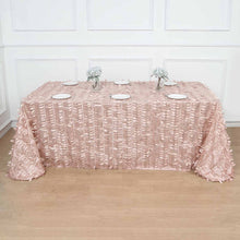 Dusty Rose Taffeta Rectangle Tablecloth 3D Leaf Petals - 90 Inch x 132 Inch 