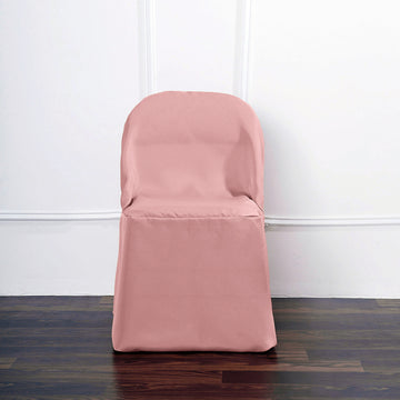 Dusty Rose Polyester Folding Round Chair Cover: Add Elegance and Versatility to Your Event