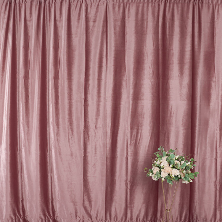 8 Feet Dusty Rose Premium Velvet Backdrop Drape Curtain, Privacy Photo Booth Event Divider Panel