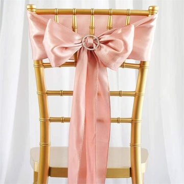 5 Pack Dusty Rose Satin Chair Sashes 6"x106"