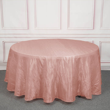 Dusty Rose Seamless Accordion Crinkle Taffeta Round Tablecloth 120"