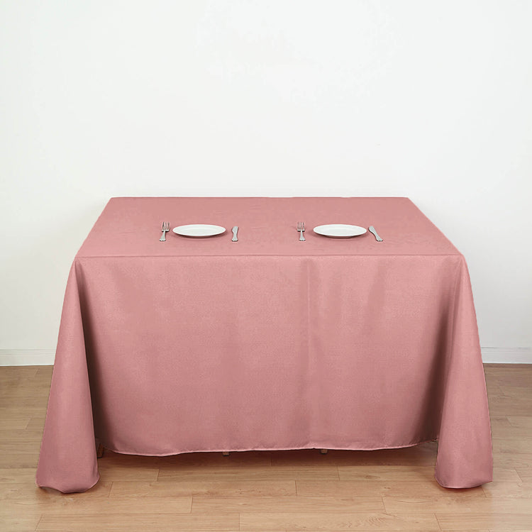 Dusty Rose Polyester Square Tablecloth 90 Inch