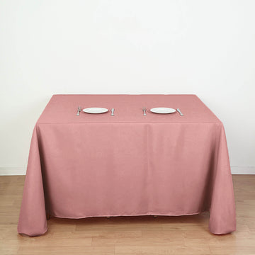 Add Elegance to Your Event with the Dusty Rose Seamless Square Polyester Tablecloth 90"x90"