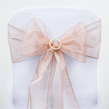 5 Pack | 6"x108" Dusty Rose Sheer Organza Chair Sashes