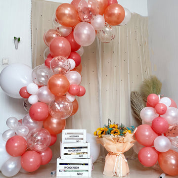 128 Pack | Dusty Rose, White and Clear DIY Balloon Garland Arch Party Kit