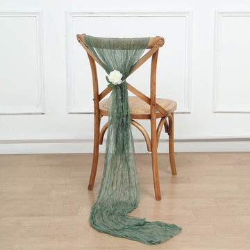 5 Pack | Dusty Sage Gauze Cheesecloth Boho Chair Sashes - 16" x 88"