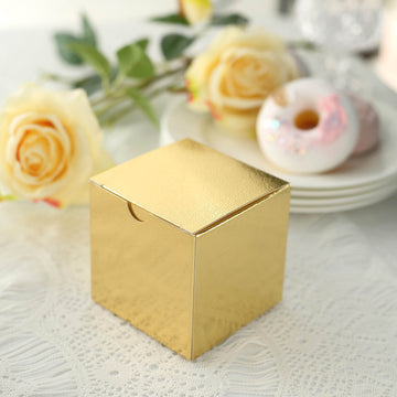 100 Pack | 3" Easy DIY Gold Party Or Shower Favor Candy Gift Boxes