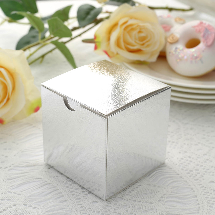 Party Or Shower Favor Easy DIY Silver 3 Inch Candy Gift Boxes 100 Pack