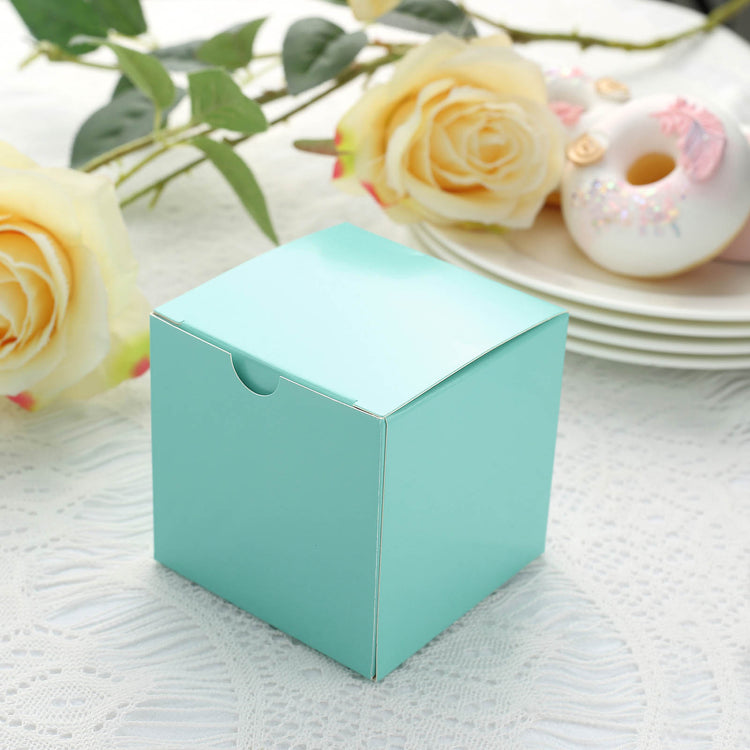 Party Or Shower Favor Easy DIY Turquoise 3 Inch Candy Gift Boxes 100 Pack