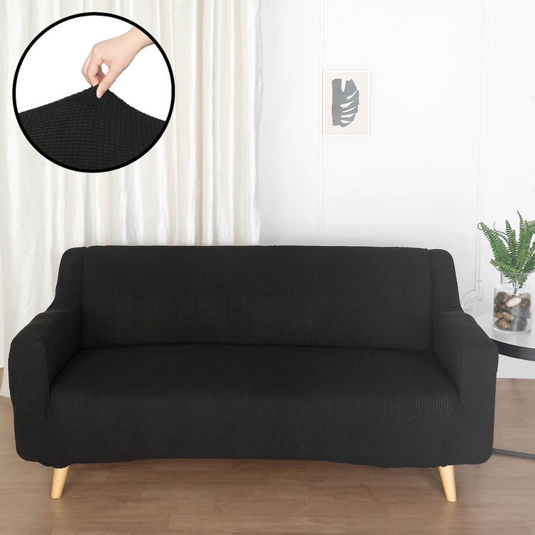 Easy Fit Black Spandex Sofa Slipcover