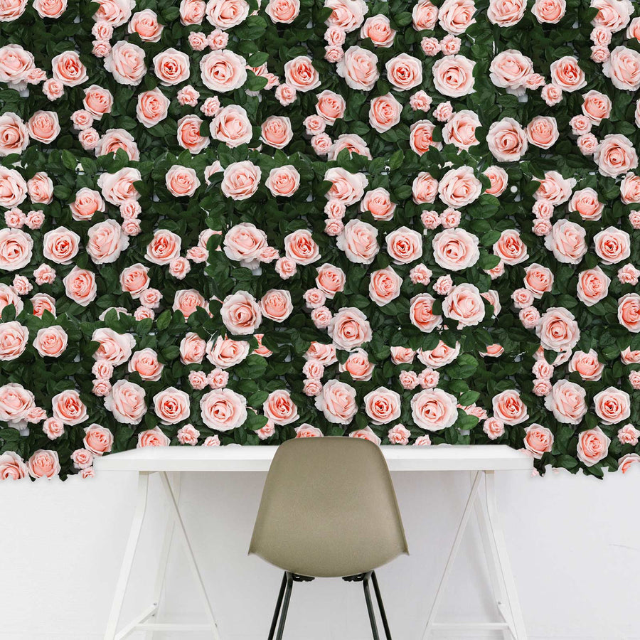 Easy Install Blush Rose Gold Silk Rose Flower Wall Mat 3 Square Feet