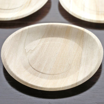 25 Pack | 9" Eco Friendly Natural Birchwood Wooden Round Dinner Plates
