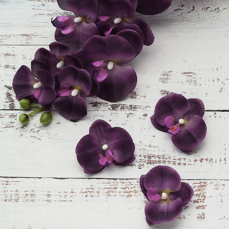 20 Flower Heads | 4inch Eggplant Artificial Silk Orchids DIY Crafts