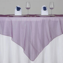 72 Inch x 72 Inch Eggplant Square Organza Table Overlay#whtbkgd