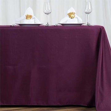 72"x120" Eggplant Seamless Polyester Rectangle Tablecloth, Reusable Linen Tablecloth