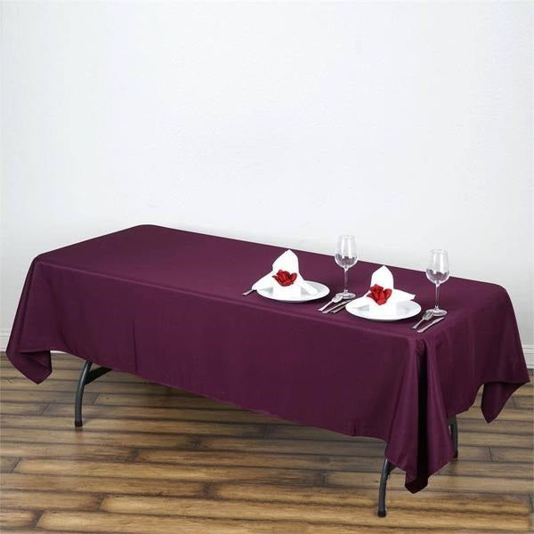 60 Inch x 102 Inch Rectangular Tablecloth In Eggplant Polyester 