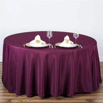 Eggplant Seamless Polyester Round Tablecloth 108"