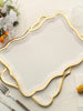 Gold Rimmed White Rectangular Paper Serving Trays