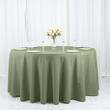 Dusty Sage Green Seamless Polyester Round Tablecloth 120"