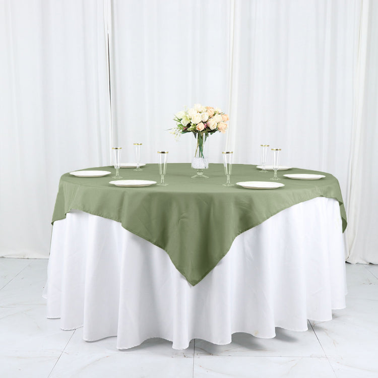 54 Inches Eucalyptus Sage Green Square Table Overlay