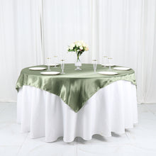 Eucalyptus Sage Green Square Seamless Satin Table Overlay 60 Inch X 60 Inch