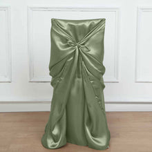 Satin Chair Cover In Eucalyptus Sage Green - 44 Inch Width X 46 Inch Height, Universal