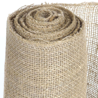 Rolled burlap fabric showing natural texture and weave