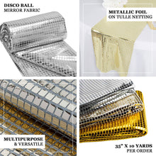 35" x 10 Yards Silver Metallic Foil Disco Ball Mirror Fabric By The Bolt