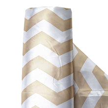 54 inches x 10 Yards Champagne/White Printed Satin Zig Zag Pattern Chevron Fabric by the Yard