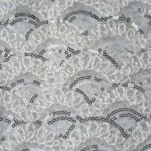 54 Inch x 4 Yards Silver / White Tulle Lace Sequin Fabric Roll, DIY Craft Fabric Bolt