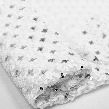 Elegant White Sequin Tulle Satin Fabric Bolt for Stunning DIY Crafts
