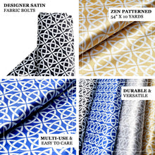 10 Yards x 54inch Silver / White Zen Design Satin Fabric Bolt, DIY Craft Fabric Roll