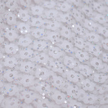 54inch x 4 Yards White Daisy Embroidered Sequin Organza Fabric Roll, DIY Craft Fabric Bolt#whtbkgd