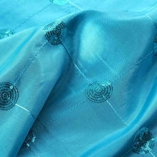 54 Inch x 5 Yards Turquoise Sequin Tuft Design Taffeta Fabric Bolt, DIY Craft Fabric Roll#whtbkgd