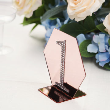 Sturdy and Stylish Rose Gold Acrylic Hexagon Table Sign Holders
