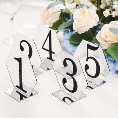 Mirrored table numbers for events, featuring numbers 1, 2, 3, 4, and 5.