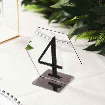 Elegant White/Gold Acrylic Hexagon Wedding Table Sign Holders
