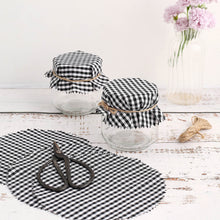 Checkered Jam Jar Covers With Jute String 6 Inch Black And White