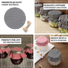 Black And White Checkered Lid Covers With Jute String For Jam Jars 6 Inch