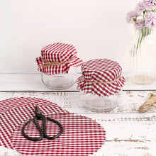 6 Inch Checkered Jam Jar Covers with Jute String Red And White